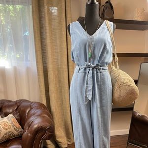 Relaxed Denim Romper w/ Scoop Back